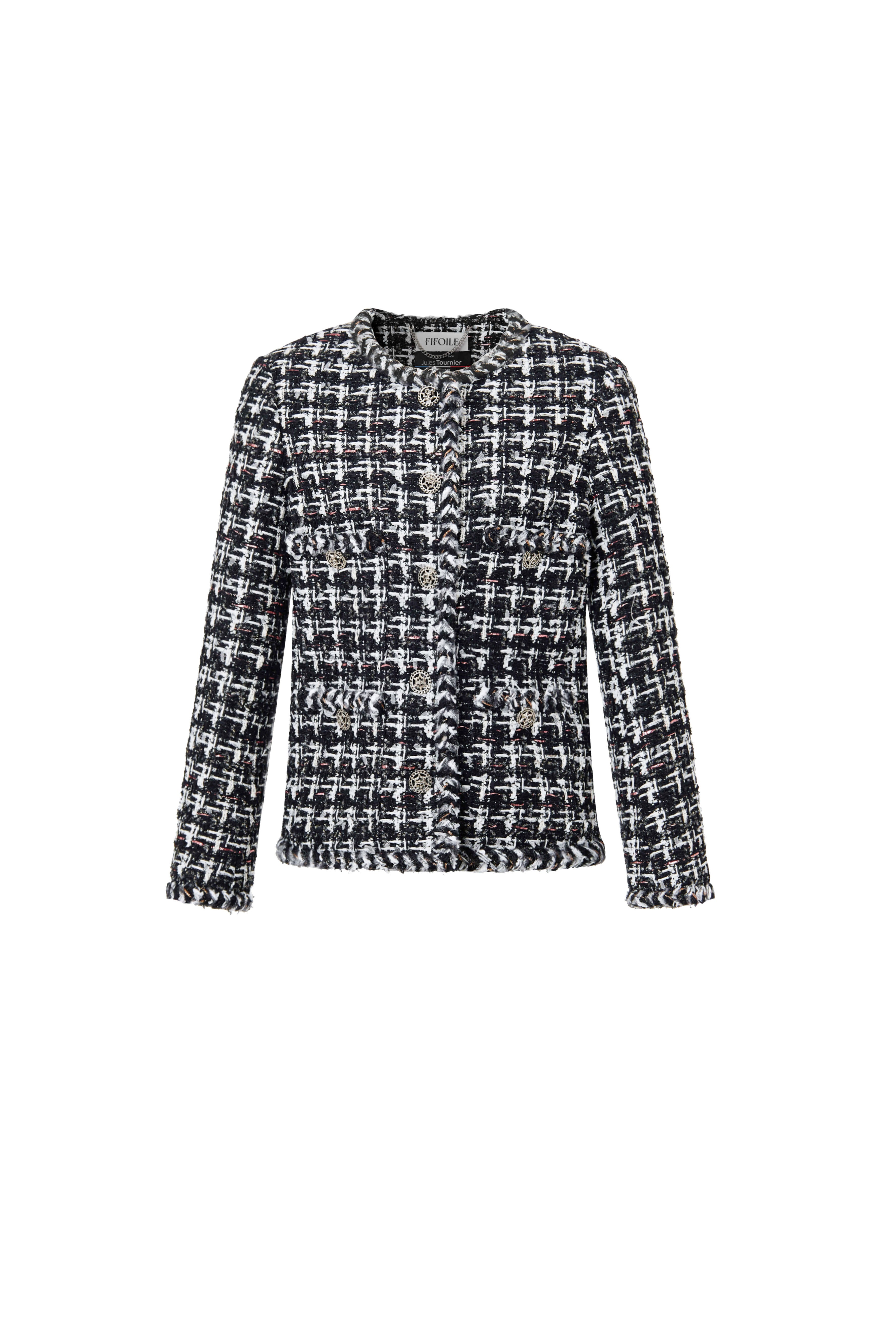 Black & White Heather Wool Tweed Jacket