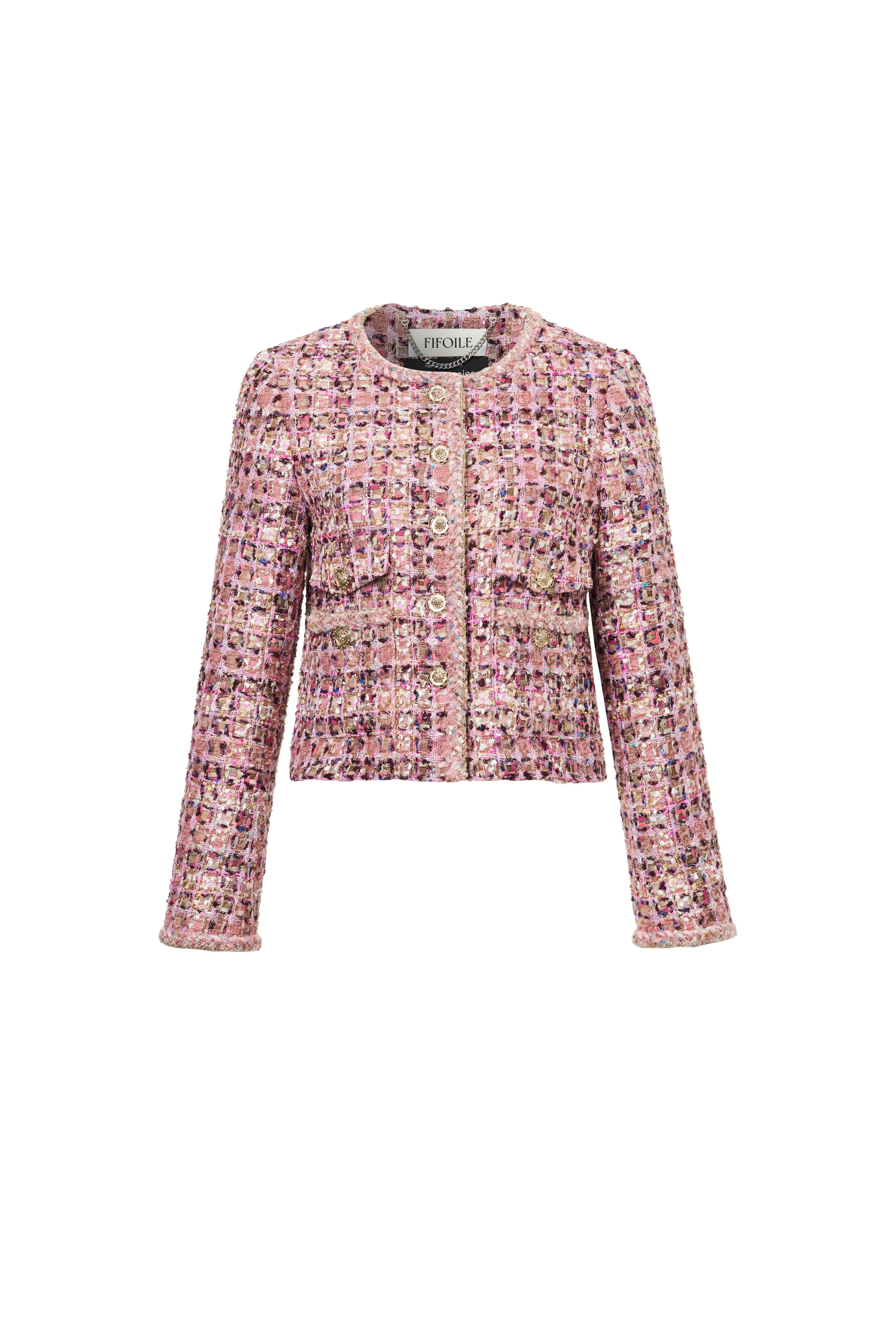 Blush Cropped Tweed Jacket