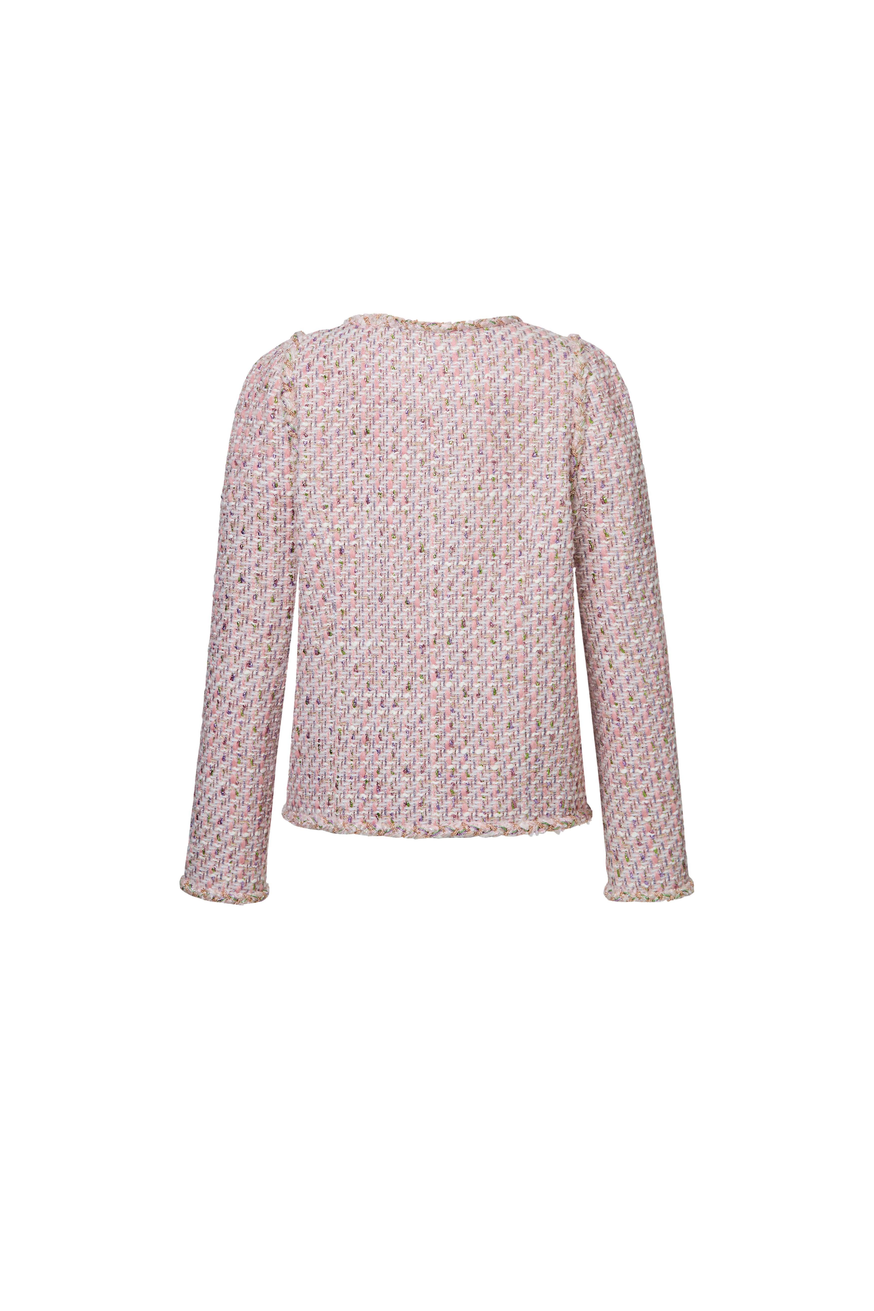 Blush V-Neck Tweed Jacket