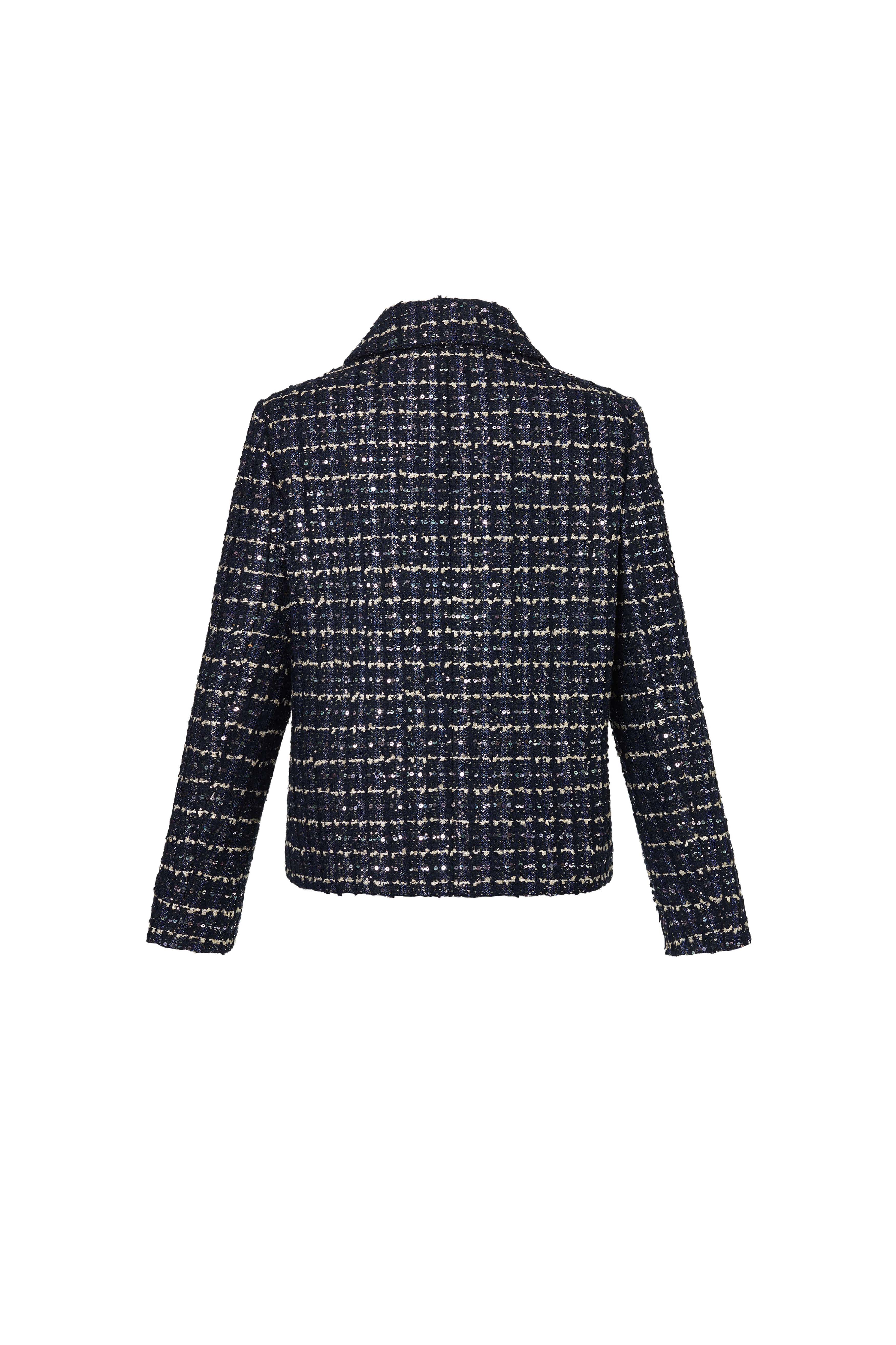 Navy Blue Shiny Tweed Jacket