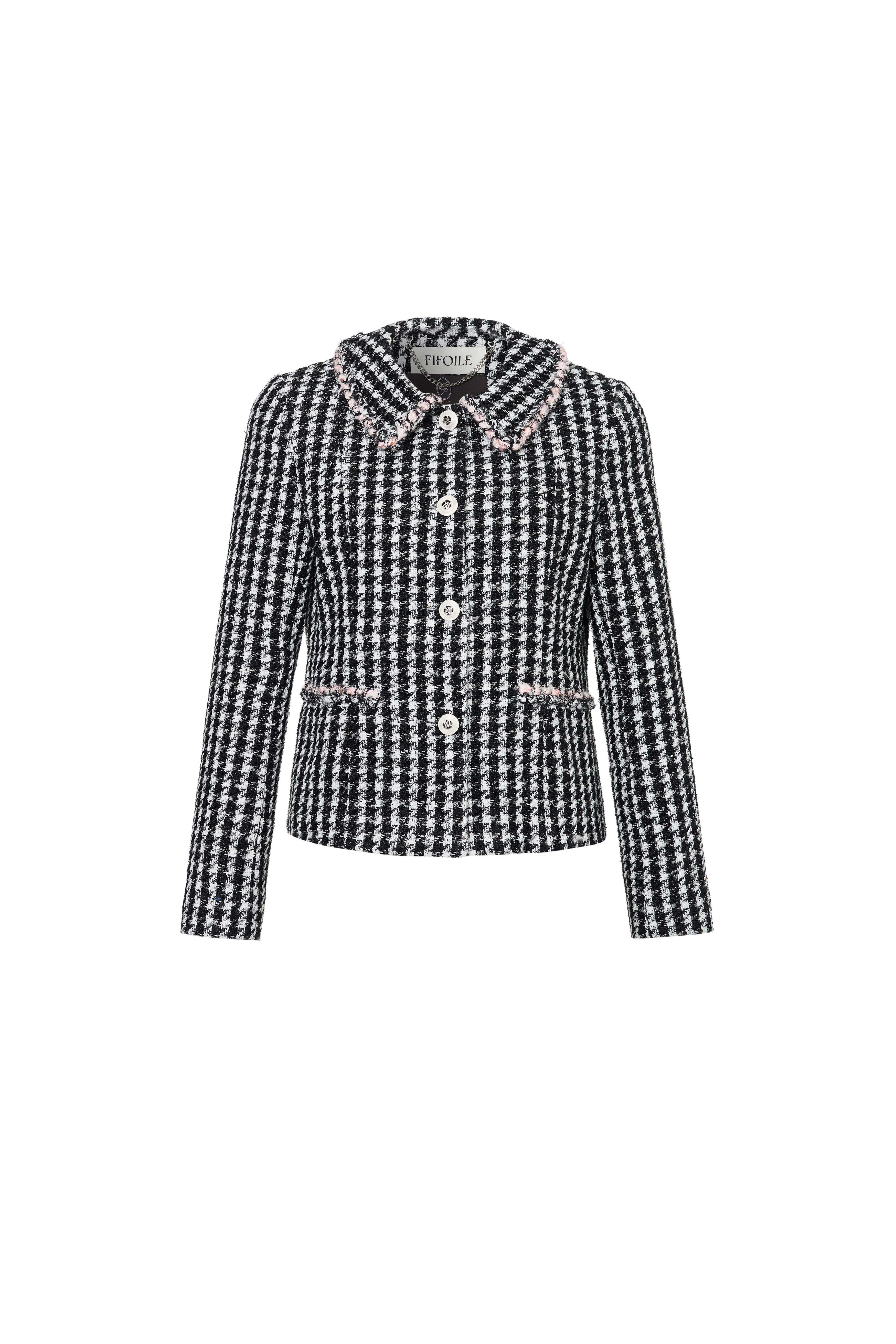 Pink-edged black & white Tweed Jacket