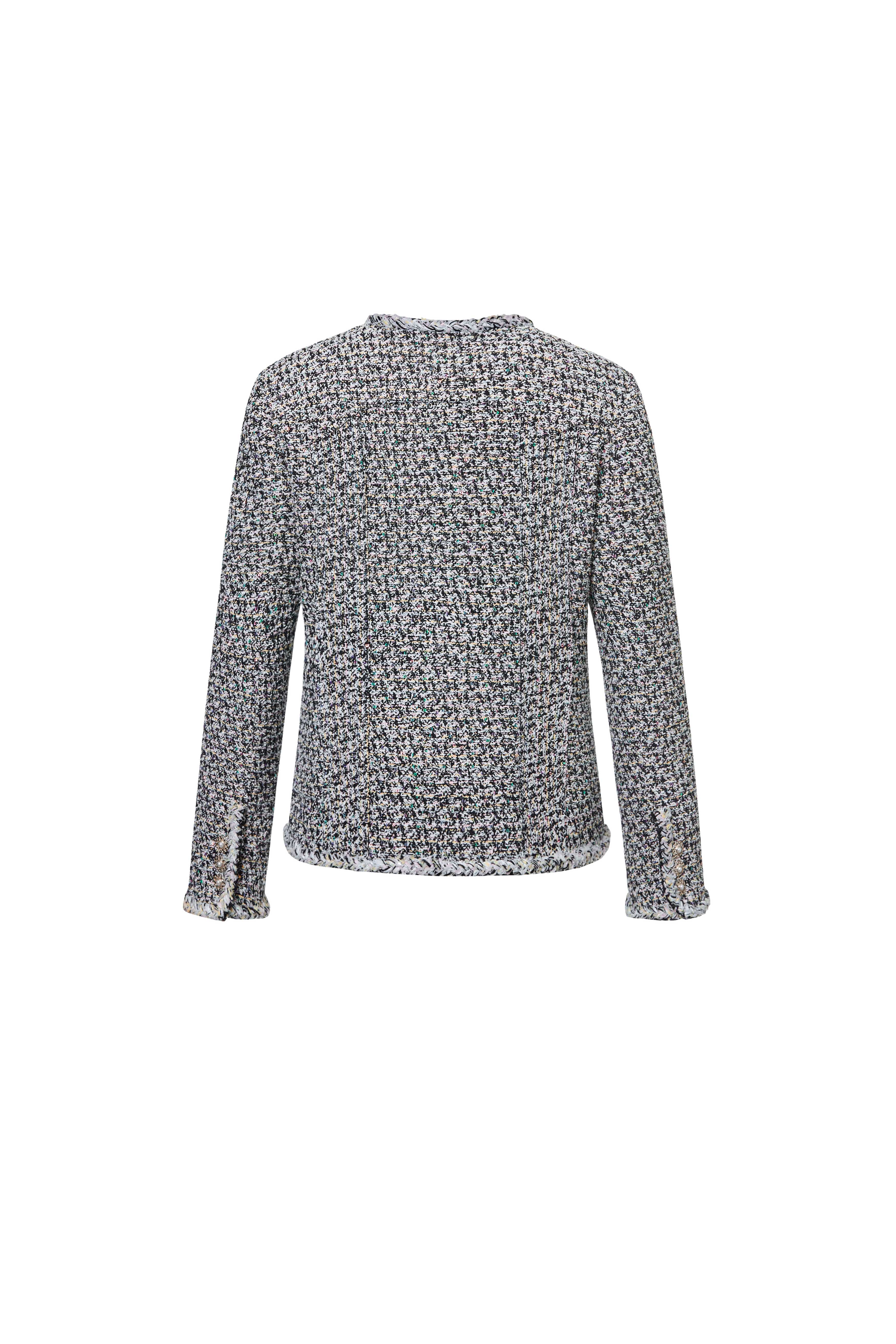 V-Neck Grey Tweed Jacket